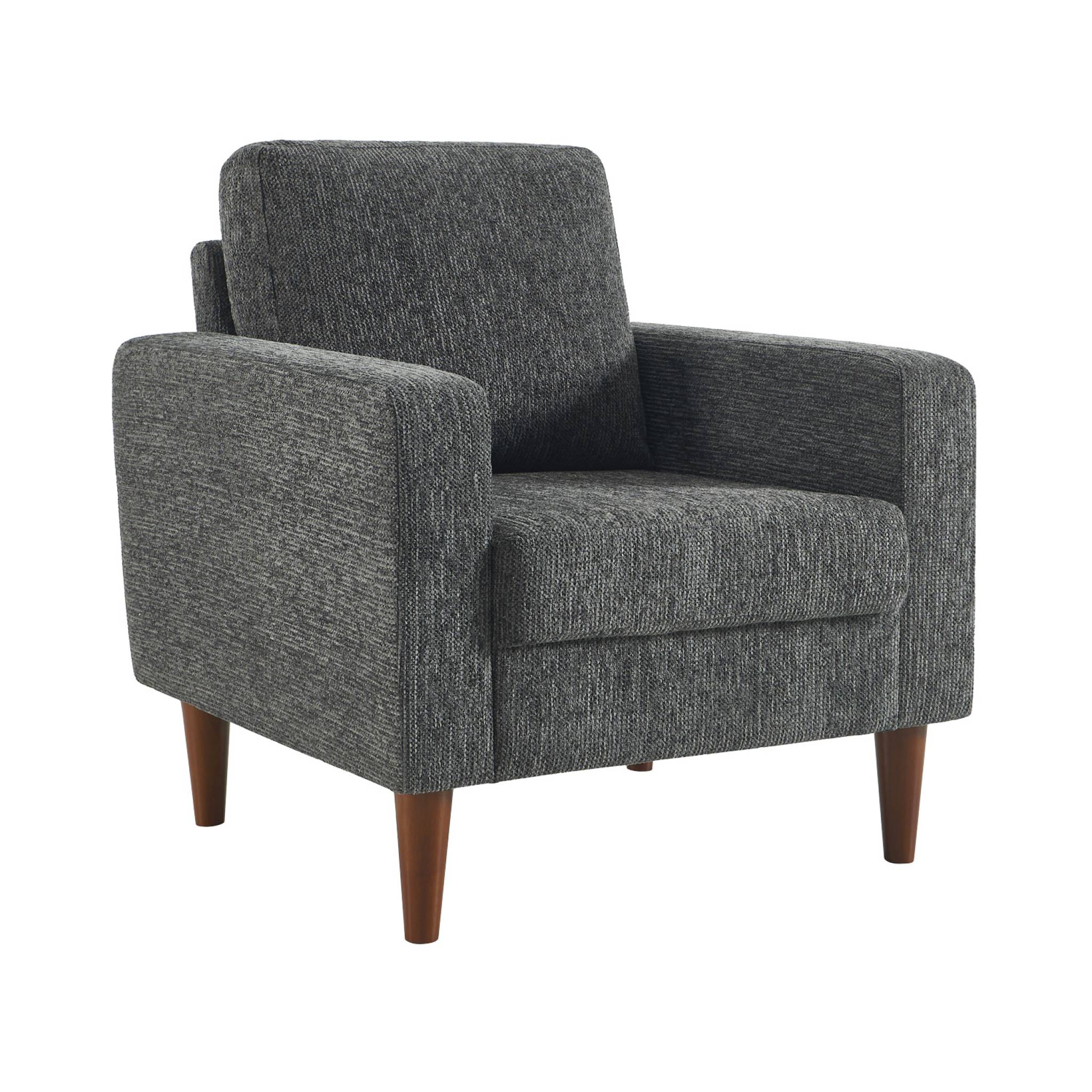 Fauteuil bois d'hévéa et tissu chenille  BJORN
