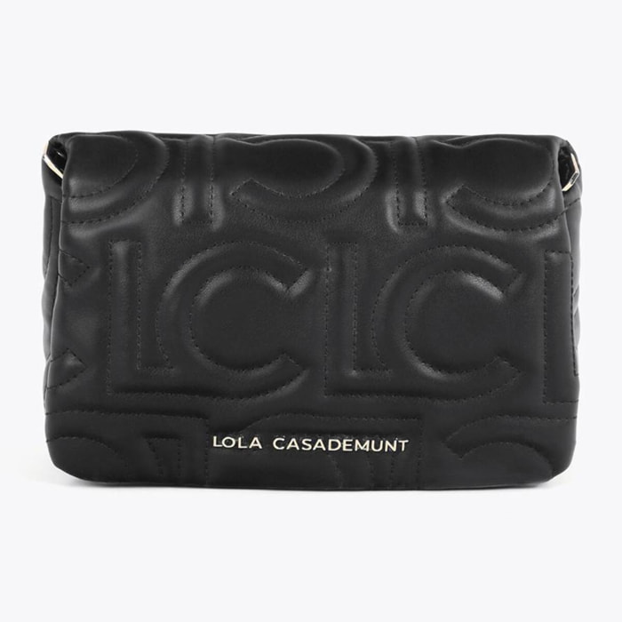 Tracolla Trapuntata con Logo in Pelle Sintetica con Tracolla Mista a Catena