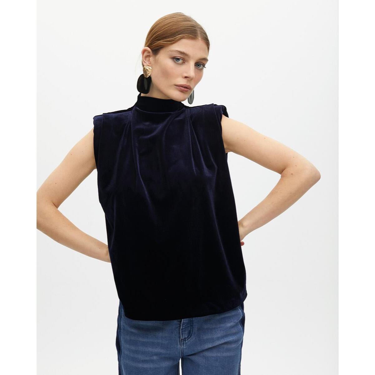 Top in Velluto Senza Maniche con Spalline