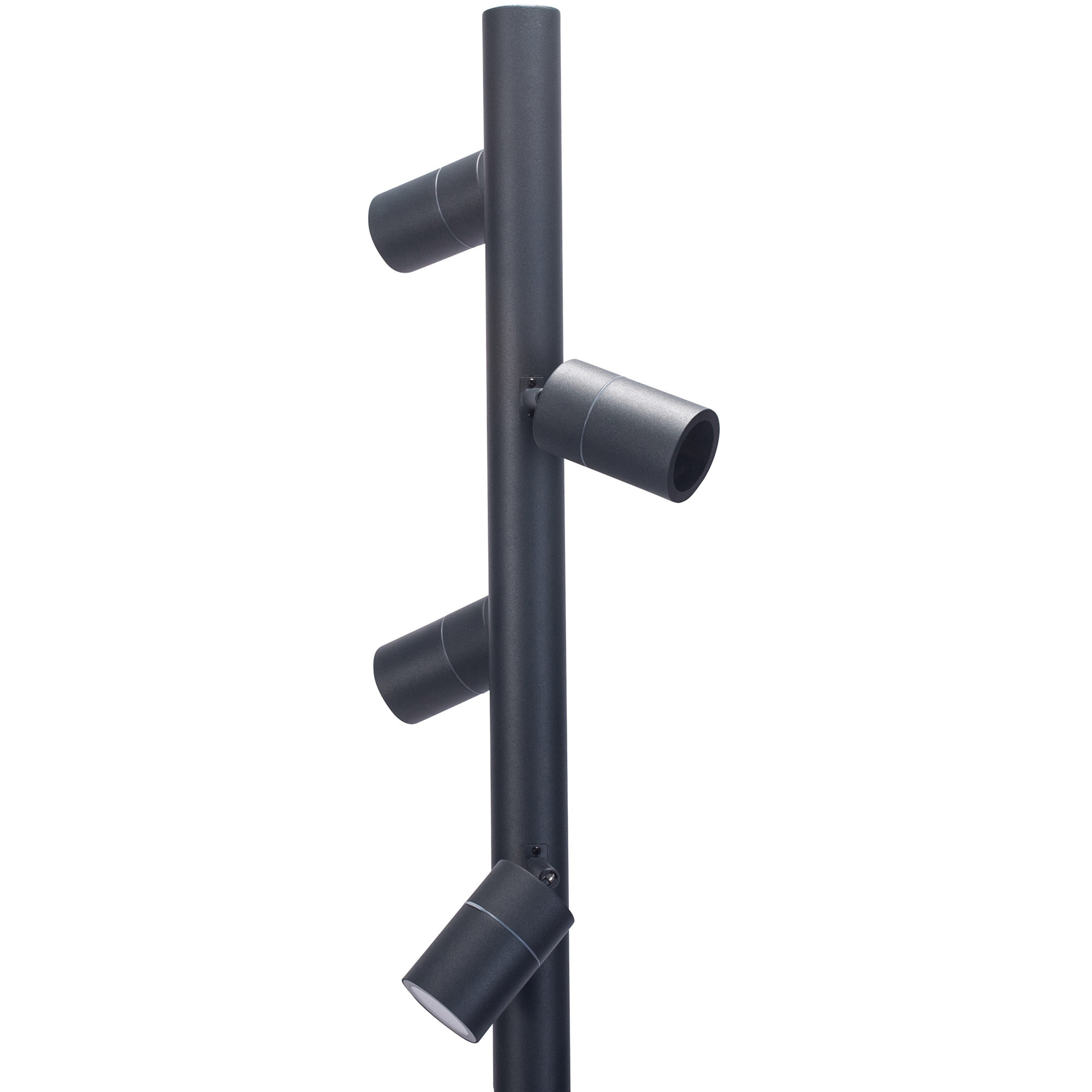 FORLIGHT Pixa - Farola de Jardín de 2m Altura 4 Focos Orientables GU10 Protección IP44 para Exterior. Color Negro