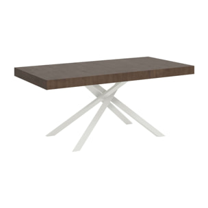 Mesa extensible 90x180/440 cm Karida nogal patas blanca