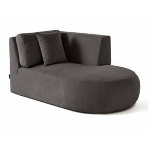 Santorini - module d'assise méridienne droit - en tissu texturé - Gris