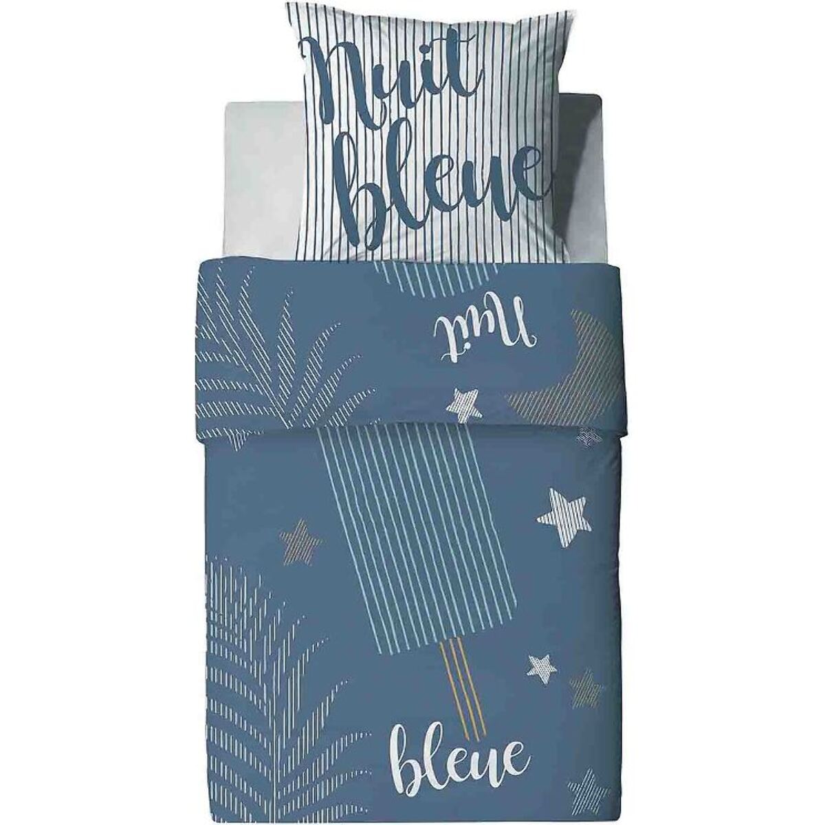 Parure de lit enfant 100% coton - NUIT BLEUE