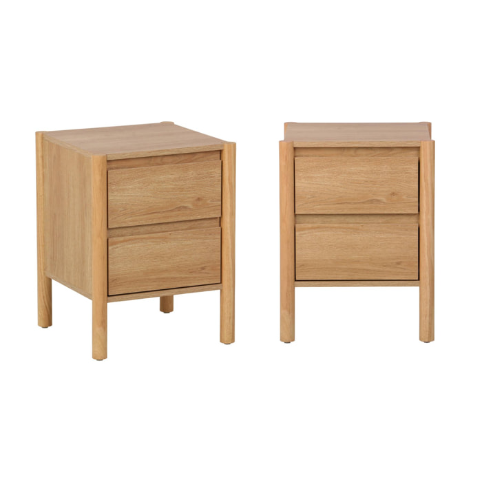 Table de chevet décor bois 2 tiroirs (lot de 2) HARMONY