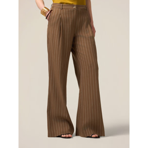 Oltre - Pantalones palazzo mezcla de lino - Verde militare