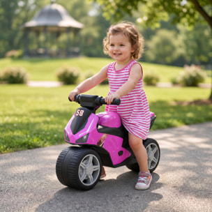 Bicicleta sin Pedales, Moto Correpasillos con Música y Ruedas Extra Anchas, Bicicleta de Equilibrio para Niños y Niñas de 18 a 36 Meses, Rosa