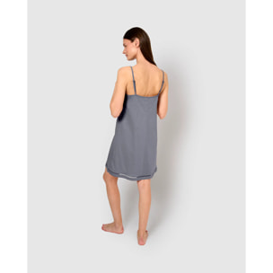 Camisón corto tirantes vainica azul