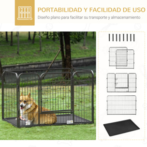 Parque para Mascotas Rectangular 4 Vallas Puerta de Doble Pestillos 109x74x71cm