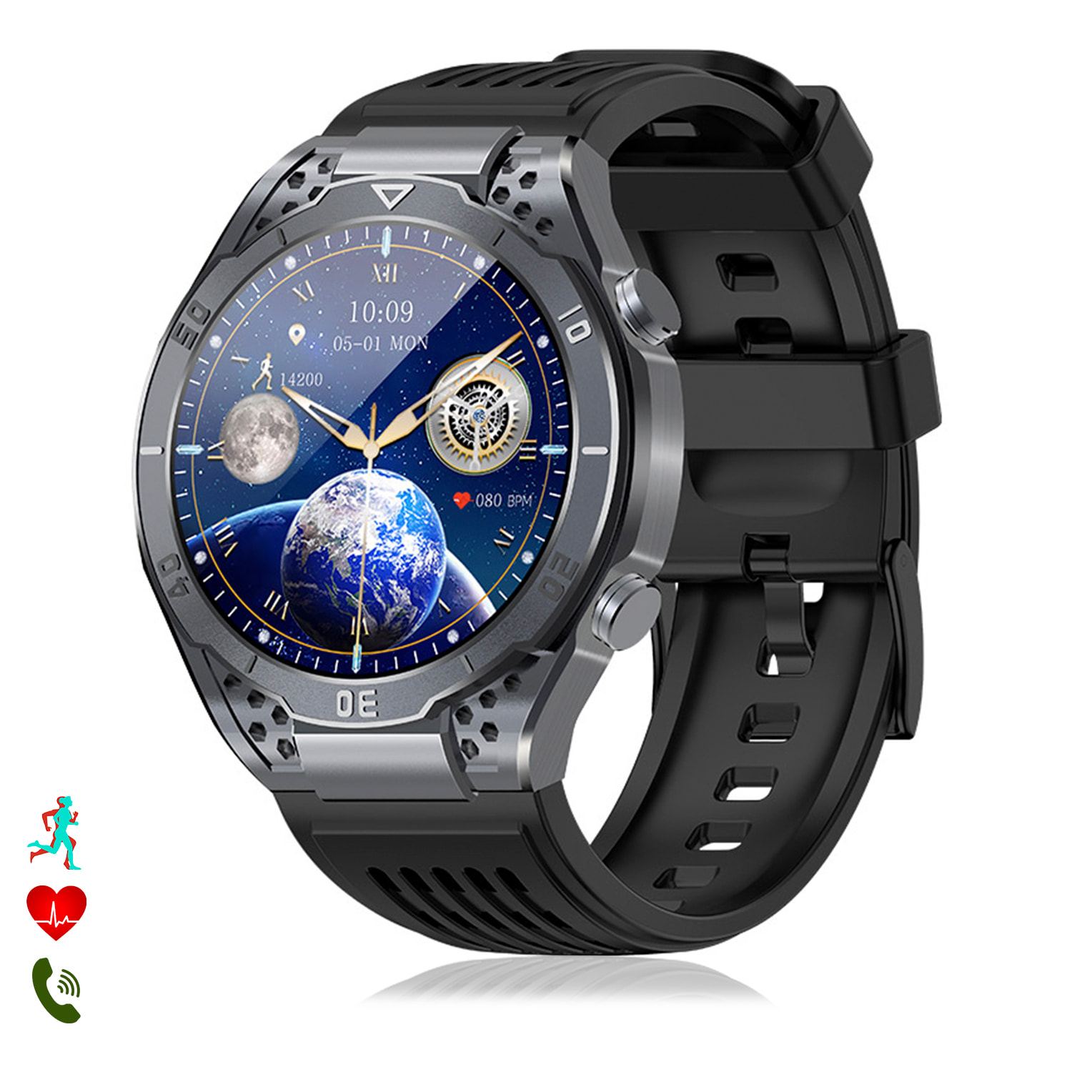 DAM Smartwatch JA01. Monitor de ácido úrico y lípidos, control de glucosa en sangre, electrocardiograma ECG, composición corporal. 5,5x1,1x5 Cm. Color: Gris Oscuro