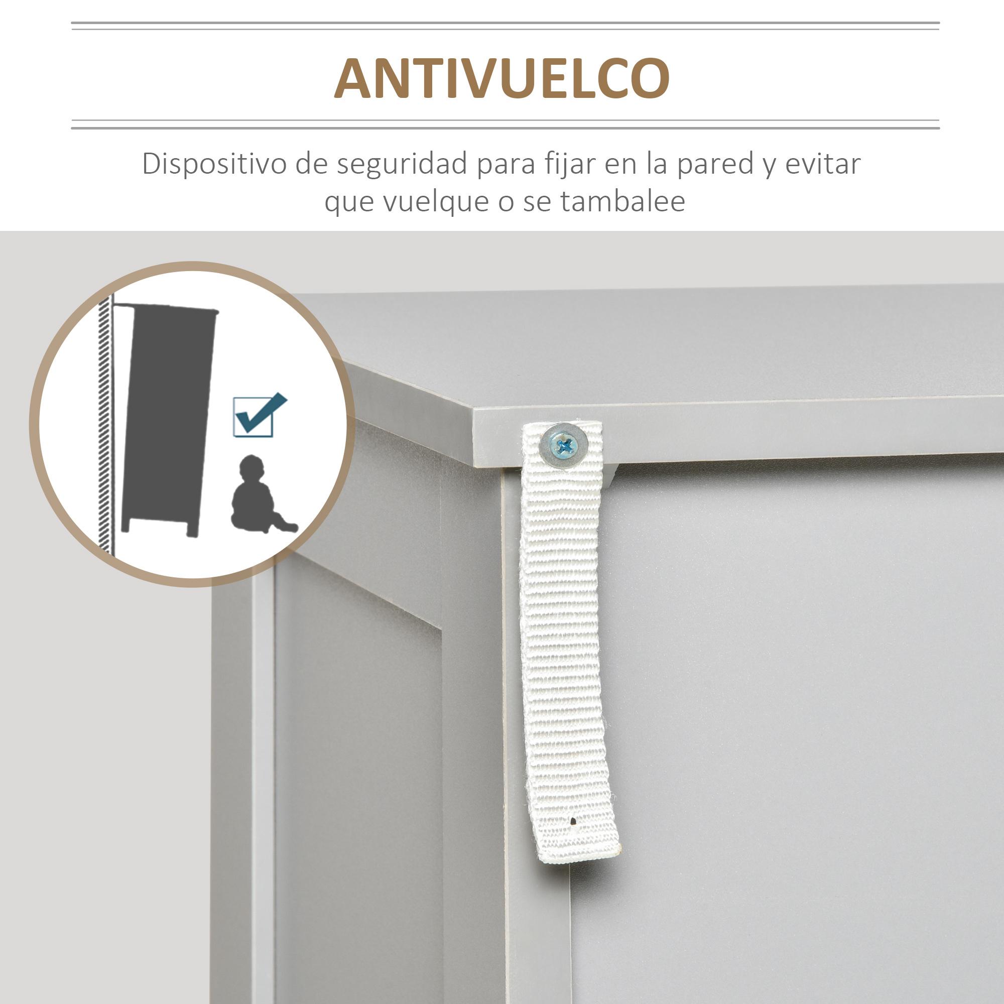 HOMCOM Armario de baño con 2 Puertas y Estantes Interiores Ajustables Mueble Auxiliar de Almacenaje Multiusos para Salón Pasillo Comedor 60x30x80 cm Gris