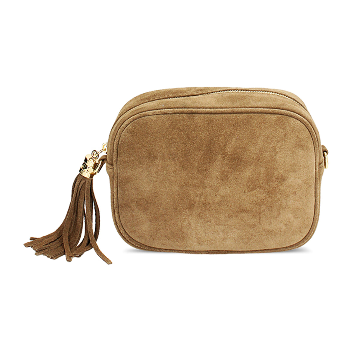 Borsa a tracolla da donna in camoscio taupe