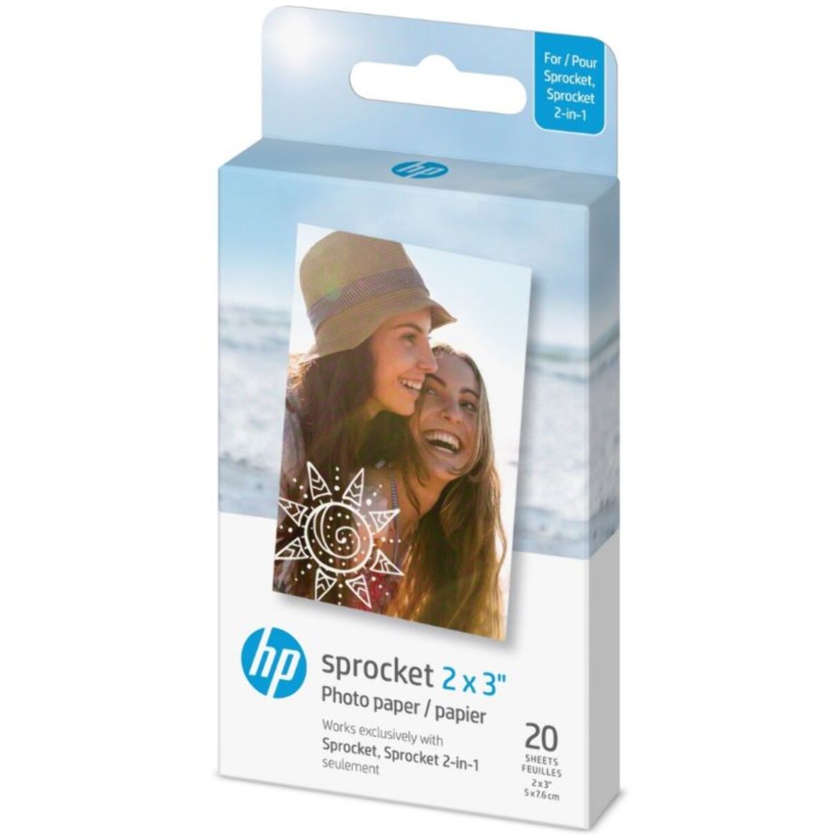 Papier photo instantané HP 20 feuilles ZINK Sprocket Pack 2x3