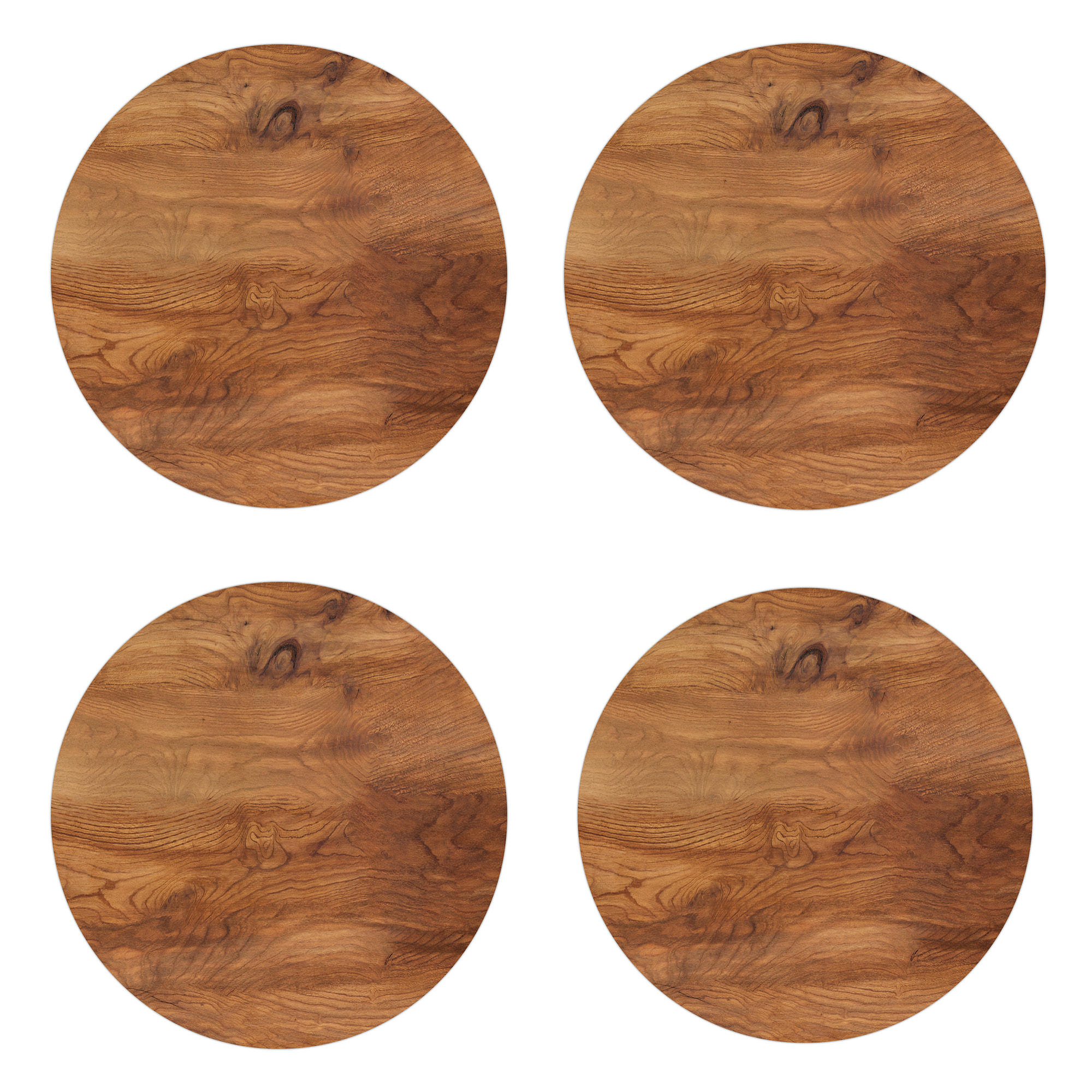 VINILIKO, set de 4 individuales de mesa Madera cerezo 4u-[Diam] 40 cm