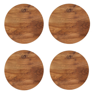 VINILIKO, set de 4 individuales de mesa Madera cerezo 4u-[Diam] 40 cm