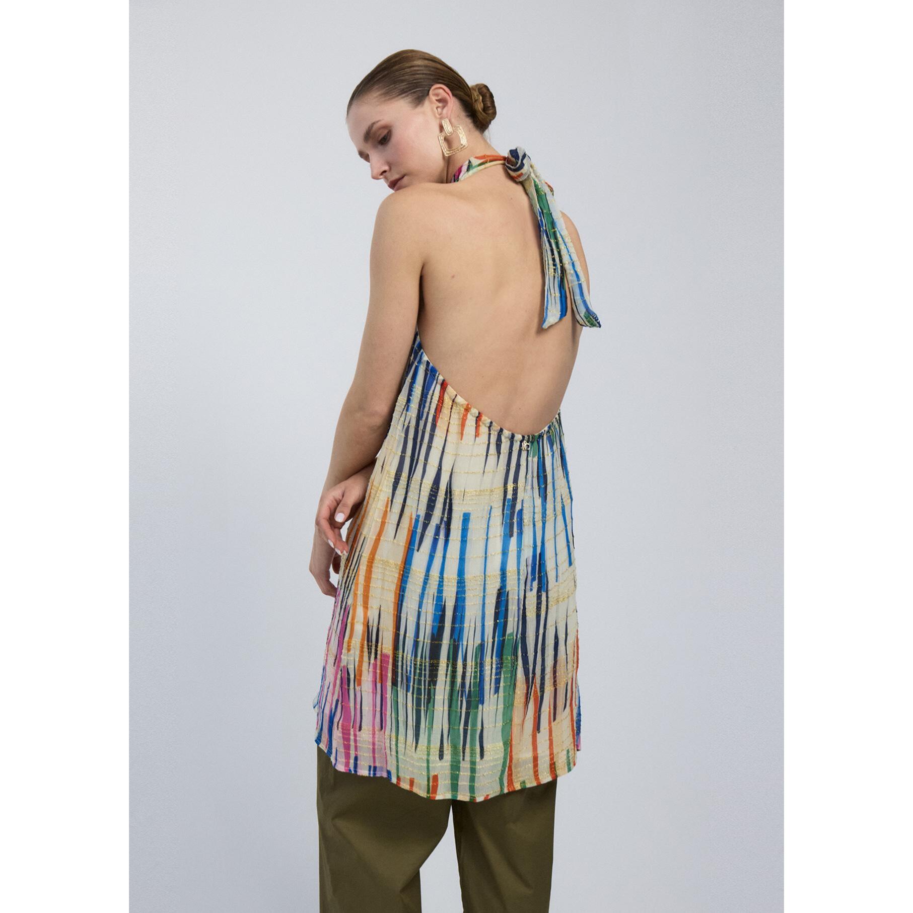 Abito corto con stampa multi-stripe