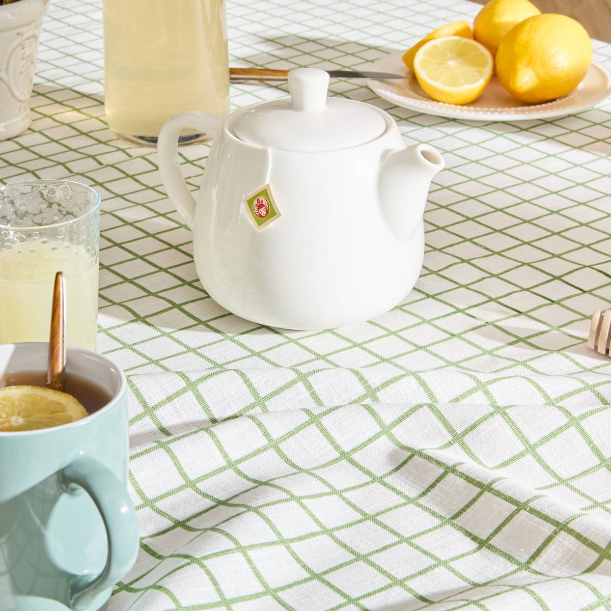 Nappe rectangulaire Garrigue 240x140cm coton blanc