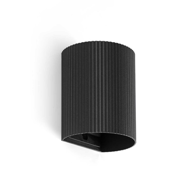 SOLE Lampada da parete rotondo nero scanalata