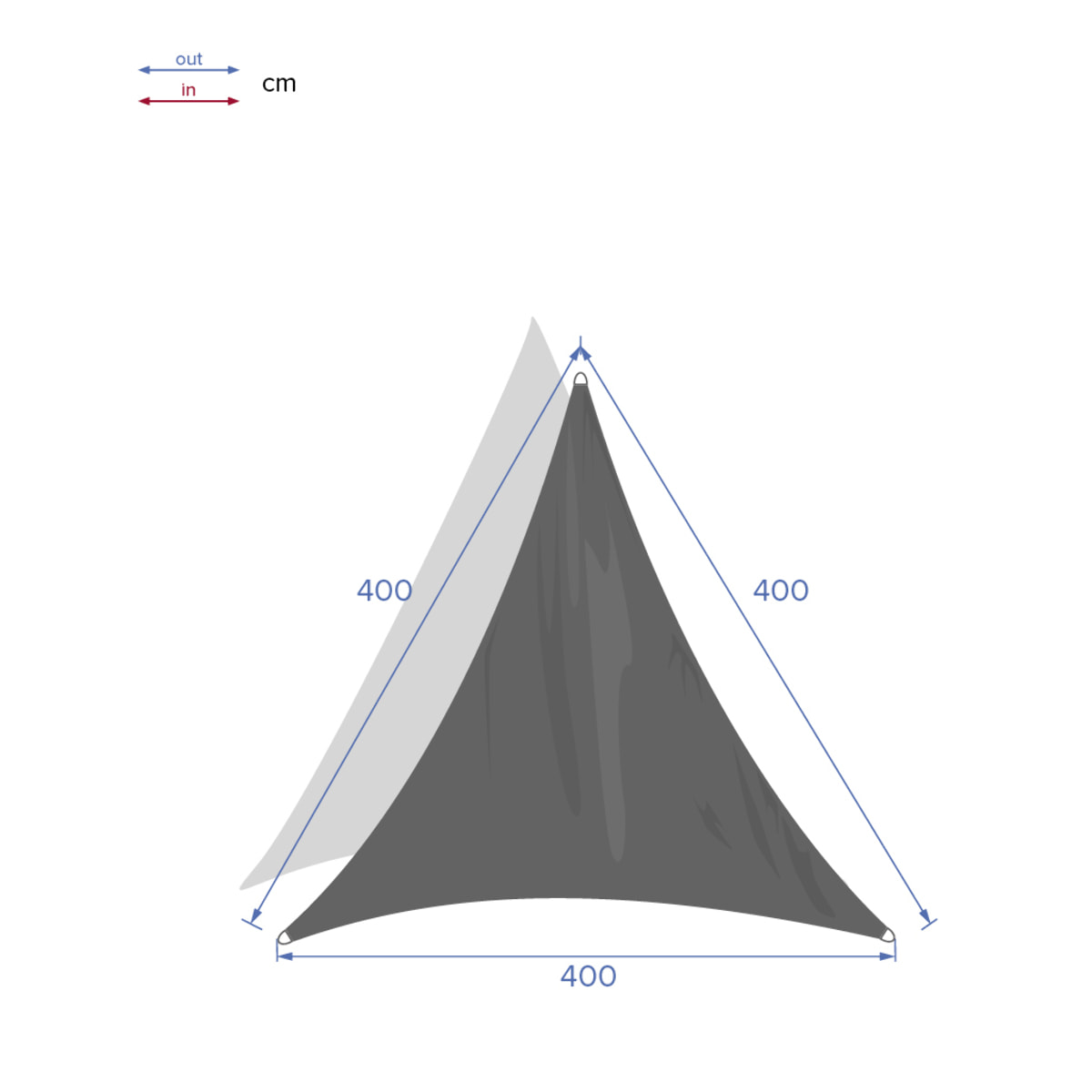 Voile d'ombrage triangulaire "Curacao" émeraude 4x4x4m en polyester