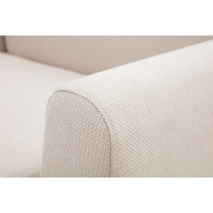 Canapé scandinave 2 places en tissu beige et bois clair PURE