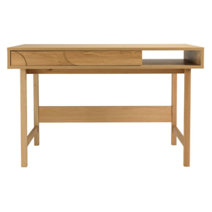 ETHAN - Bureau bois 1 tiroir décor motif arrondi couleur naturelle