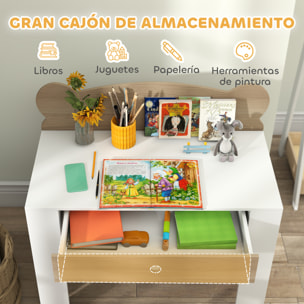 Escritorio Infantil con Silla en Forma de Osito Pupitre Infantil con Cajón para Estudiar Leer y Dibujar Mesa para Niños para Dormitorio Sala Estudio Natural