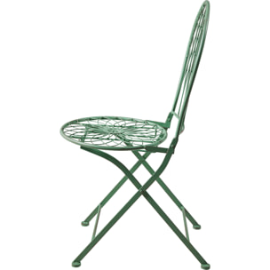 ISABELLE - SET 3 PEZZI TAVOLO CON DUE SEDIE VERDE - misura SEDIA 53,5X38X91,5, TAVOLO 59X59X71