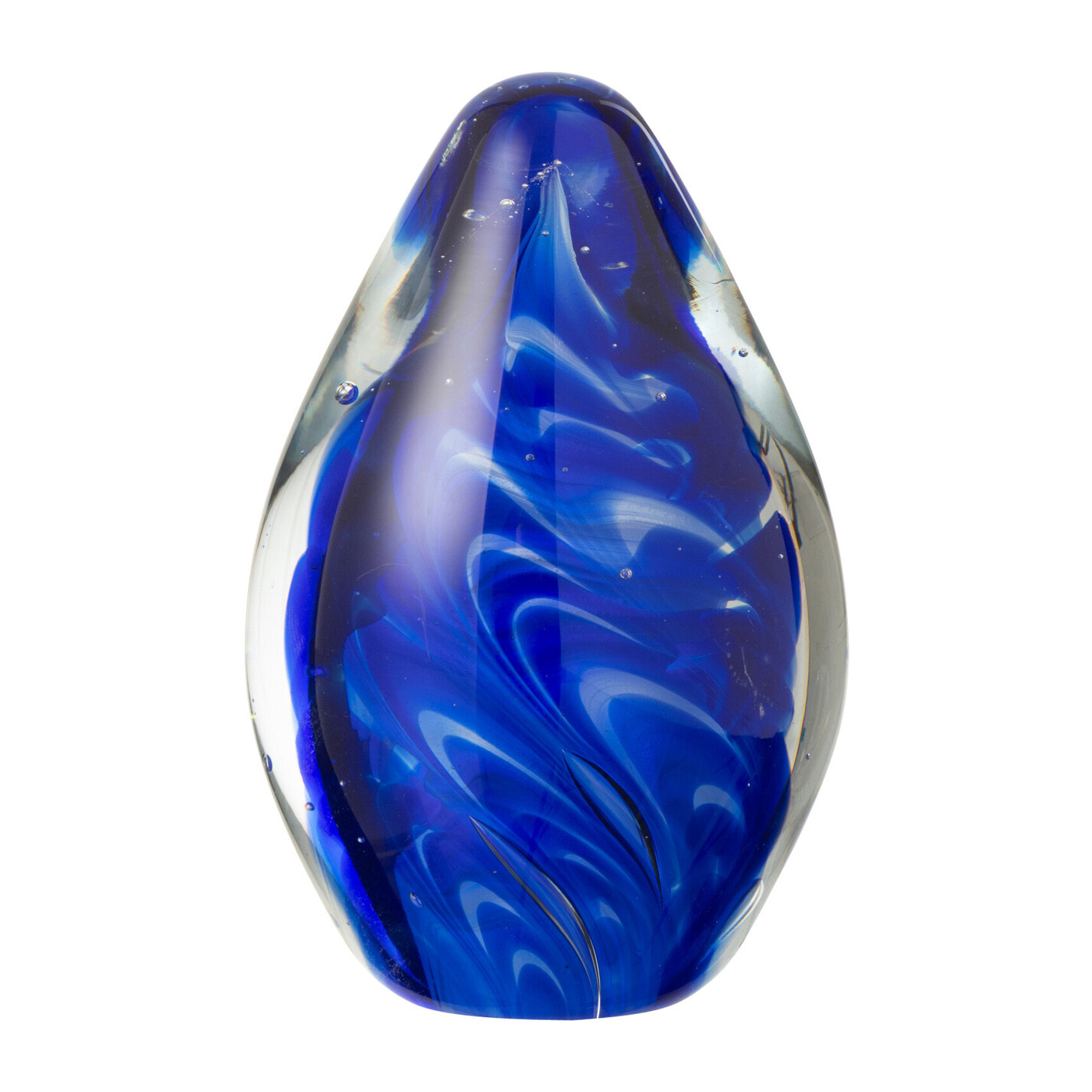 J-Line presse-papier Polypus Oval - verre - transparent/bleu - small