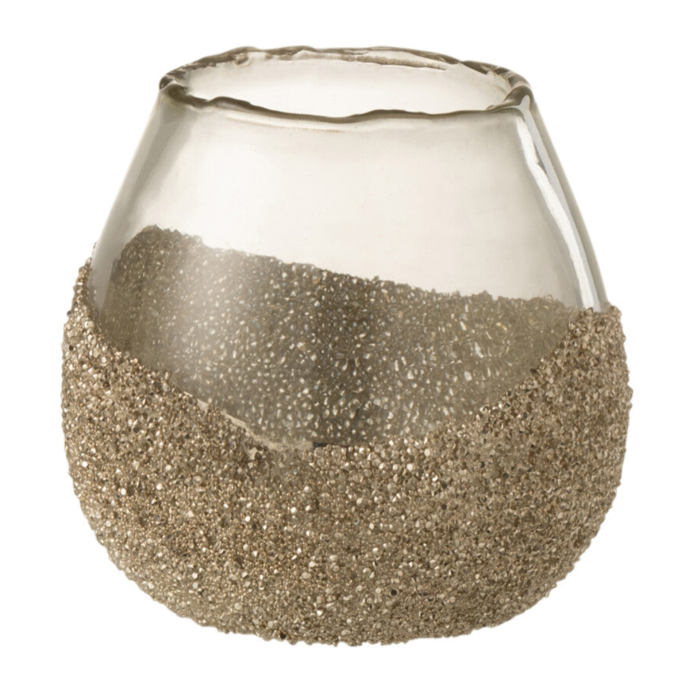 J-Line bougeoir 1/2 Perles Rond - verre - or - small