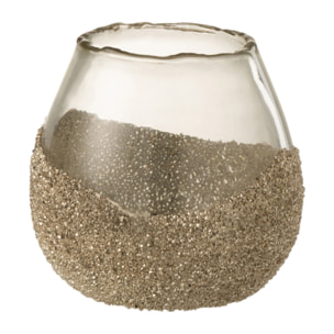 J-Line bougeoir 1/2 Perles Rond - verre - or - small