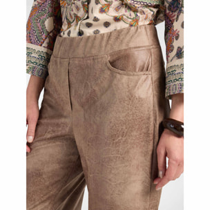 Elena Mirò - Pantaloni palazzo cropped effetto used - Marrone