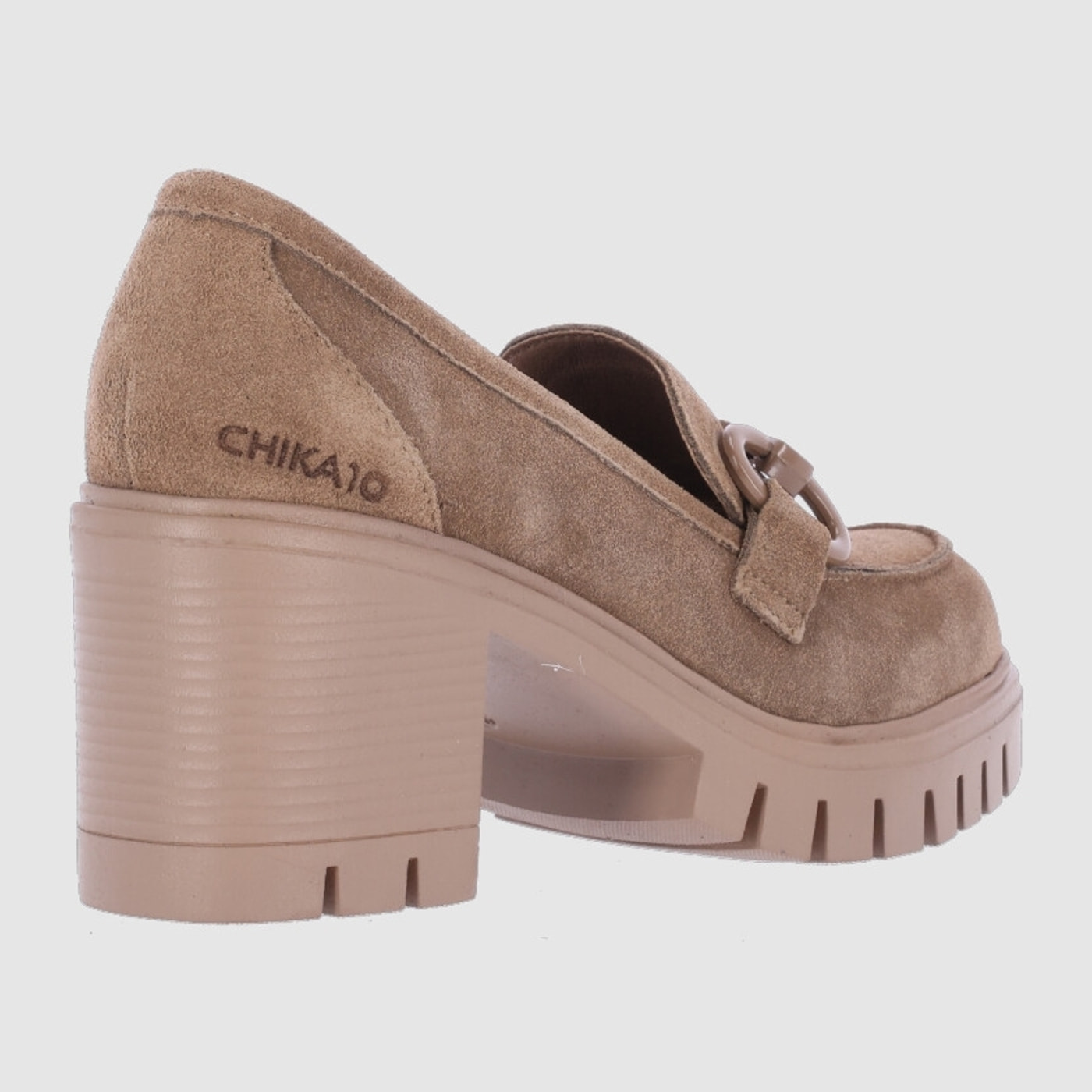 Zapatos de Serraje - Taupe - Tacón: 7 cm