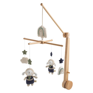 Mobile musical en bois avec jouets en coton