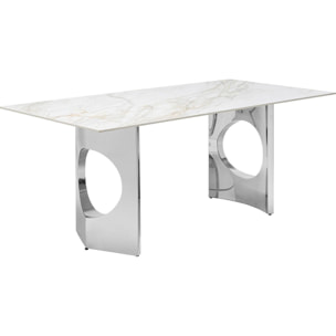 Table Eternity Oho blanche et chromée 180x90cm Kare Design