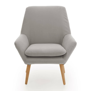 Poltrona Anido, Poltrona di design da salotto, 100% Made in Italy, Poltroncina relax in tessuto imbottito, Cm 80x70h95, Grigio