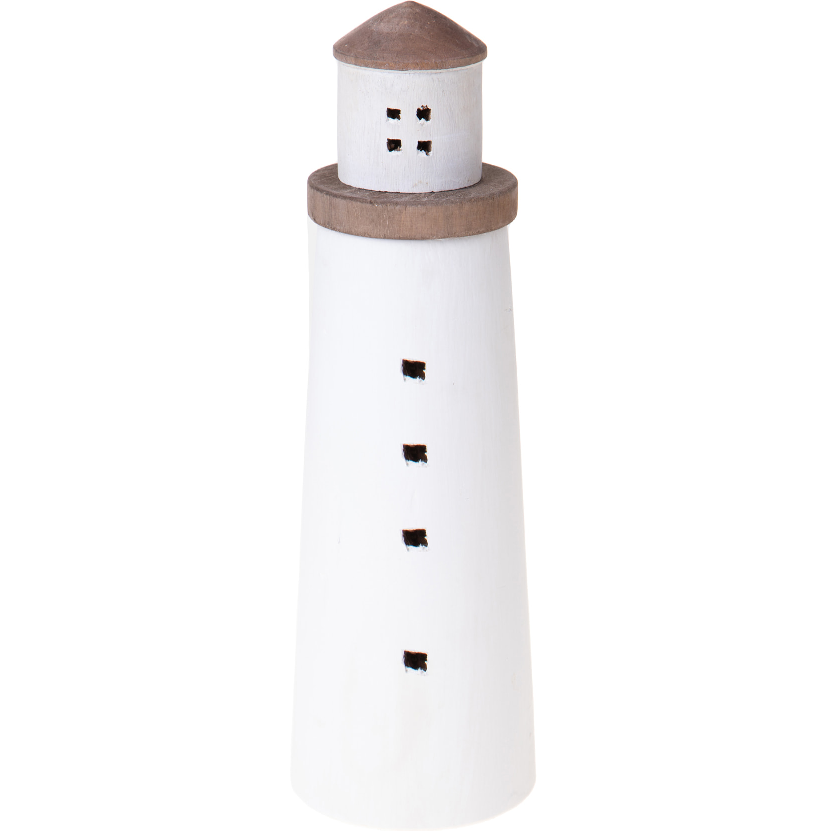 Faro Rotondo Legno 10,5Xh.33 Cm - Pezzi 1 - 10,5X33X10,5cm - Colore: Bianco - Bianchi Dino - Decori Casa E Complementi