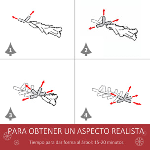 HOMCOM árbol de Navidad Artificial Plegable 150 cm con Nieve Ignífugo con 408 Ramas 28 Bayas 24 Piñas Hojas de PVC Apertura Automática y Soporte Metálico Decoración Navideña para Interior Verde
