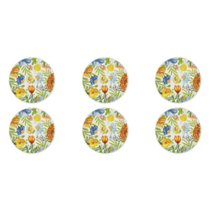 Set 6 Piatti Pizza Excelsa – Blooming, Porcellana Multicolore