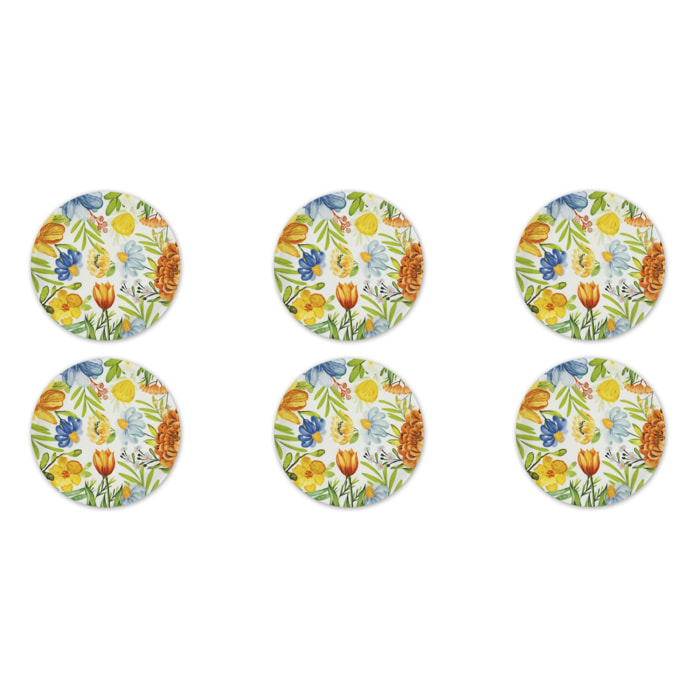 Set 6 Piatti Pizza Excelsa – Blooming, Porcellana Multicolore