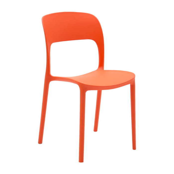 set 4 sedie impilabili in polipropilene arancioni