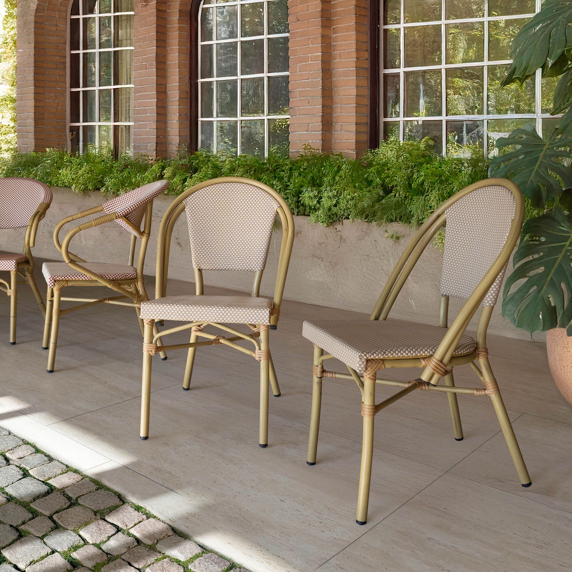 Lot de 2 chaises d'extérieur beige avec structure aluminium AMALFI