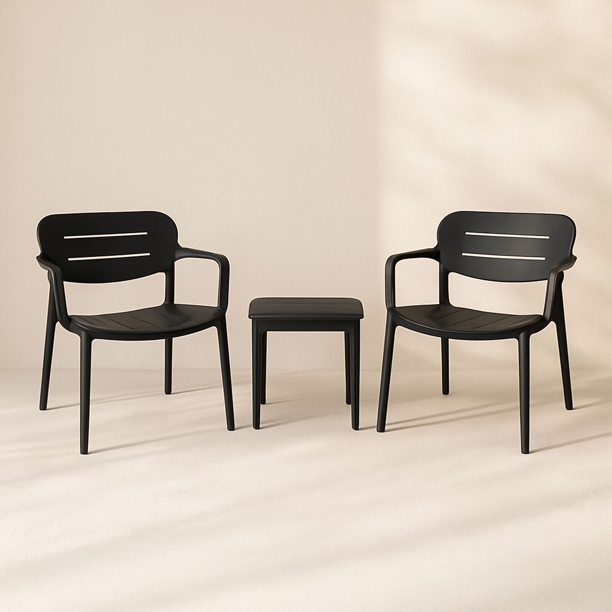 Salon de jardin en polypropylène noir SUNSET