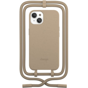 Coque avec cordon WOODCESSORIES iPhone 14 Plus Tour de cou Taupe