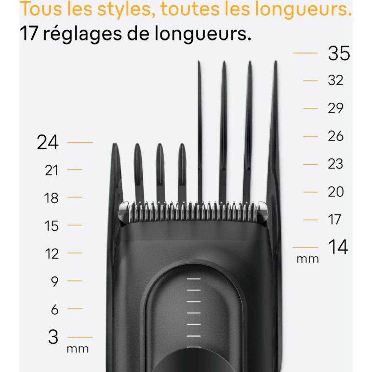 Tondeuse cheveux BRAUN HC5530, molette réglable, 17 hauteurs de coupe, précision 3 mm, autonomie 50 mn