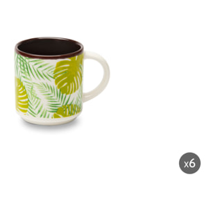 Set 6 Tasses à Café Excelsa – Foliage, New Bone China Multicolore