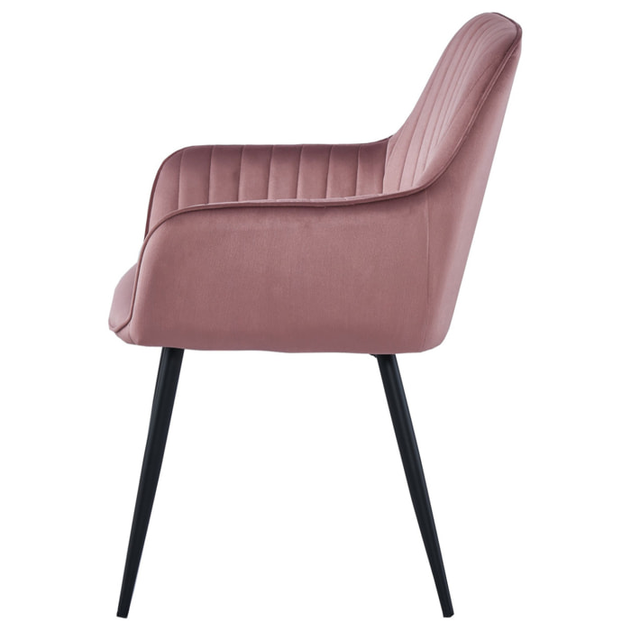 Sedia Solden in velluto rosa antico con gambe nere