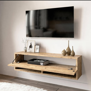 Mobile porta TV Dfantin, Credenza da soggiorno, Armadio basso per TV, Base parete attrezzata, 100x32h29 cm, Quercia