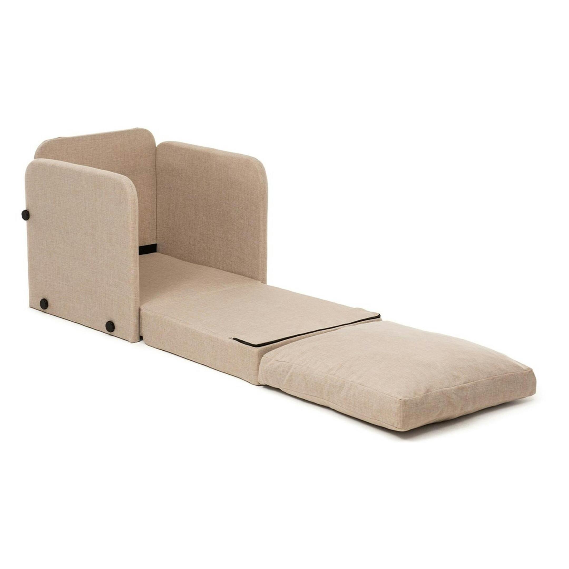 Fauteuil convertible beige lin 1 place couchage 200 cm ORURO
