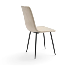 Set di 4 sedie CUENCA in tessuto effetto velluto beige e gambe nere