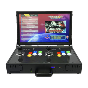 Consola reto ARCADE PRO 3D 128Gb (8520 juegos) WIFI con PANDORA FORREST . Pantalla 19'' FULL HD. Maletin plegable y portátil para 2 jugadores.