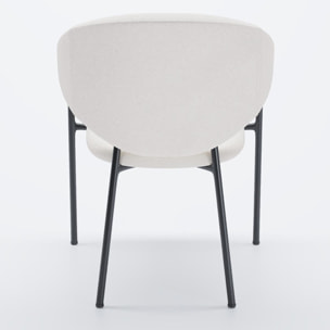 Lot de 2 chaises avec accoudoir design en velours blanc crème Jeanne